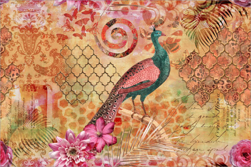 Poster Orientalischer Dschungelpfau