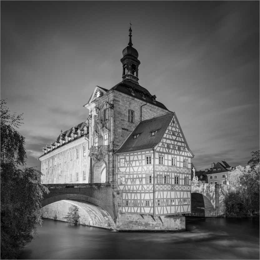 stampa-old-town-hall-in-bamberg-black-and-white-di-michael-valjak