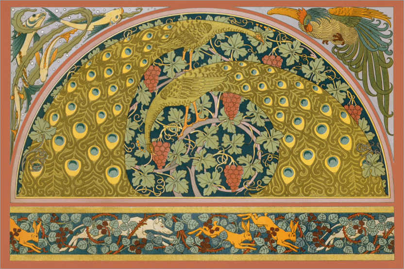 Plakat "Hares and Dogs in Brambles", "Peacocks with Fish and Seaweed"