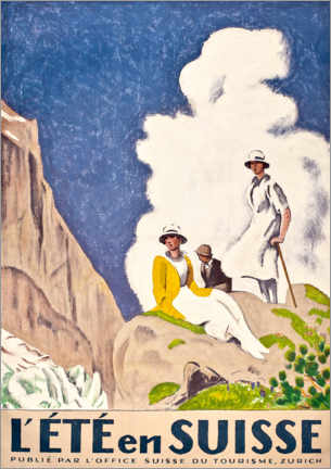 Stampa su legno  L&#039;ete en Suisse. Ein Poster des Schweizer Fremdenverkehrsamts. 1921. - Emil Cardinaux