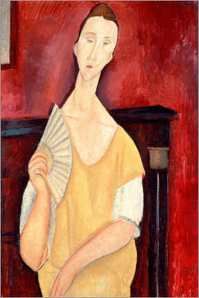 Wandbild  Dame mit Fächer - Amedeo Modigliani