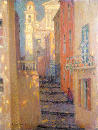 Stampa  The road to the church - Henri Le Sidaner