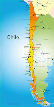 Poster  Carte du Chili (anglais)