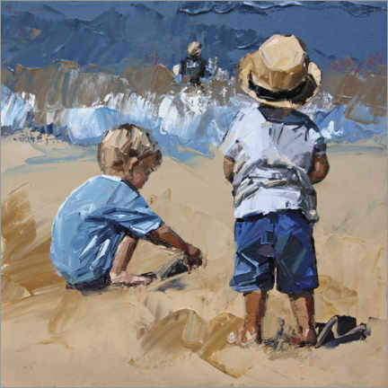 Canvastavla  Children in the sand - Claire McCall