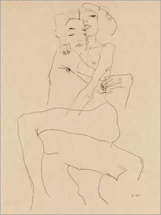 Alubild  Paar umarmt - Egon Schiele