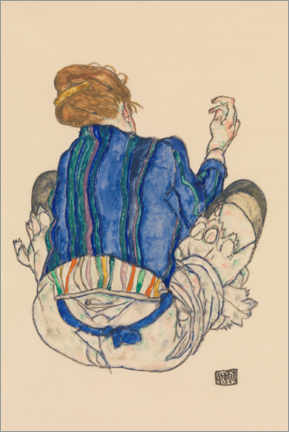 Tableau  Vue du dos d&#039;une femme assise - Egon Schiele