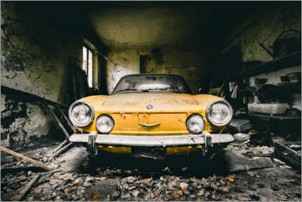 Plakat Yellow vintage car