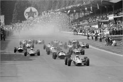 Poster Jim Clark leads the field at the start, Belgian GP 1967