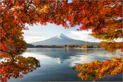 Poster  Berg Fuji am See Kawaguchiko - Jan Christopher Becke