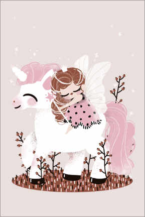 Canvas-taulu  The fairy and the unicorn - Kanzilue
