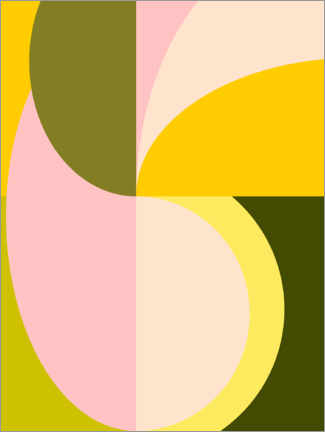 Obraz  Abstrakcja w różu i zieleni - apricot and birch