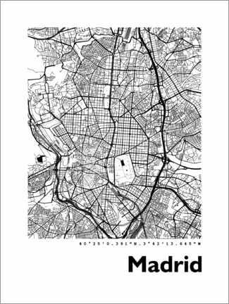 Poster Mappa della città di Madrid