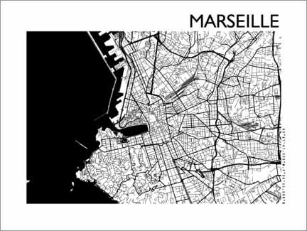 Póster Marseille – mapa de la ciudad