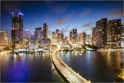 Poster  Downtown Miami la nuit - Matteo Colombo