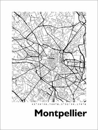 Tableau en aluminium  Plan de Montpellier - 44spaces