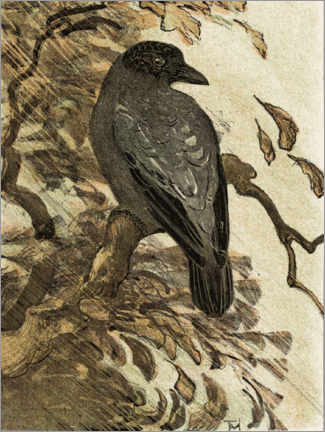 Poster  Hooded crow on a branch - Theo van Hoytema