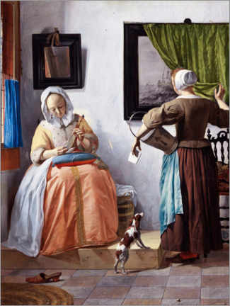 Plakat Young woman reading a letter