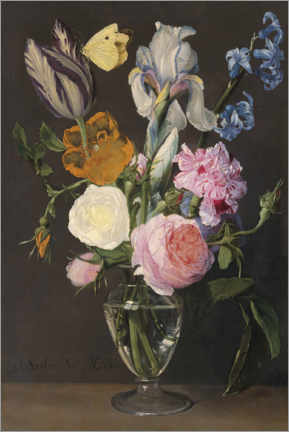 Print  Roses, tulips, irises and other flowers - Daniel Seghers