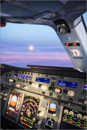 Plakat Airbus A380 cockpit with rising moon