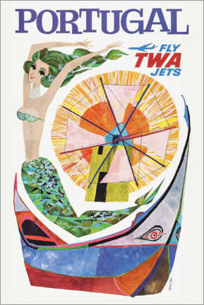 Poster  Portugal fly TWA jets - Vintage Travel Collection