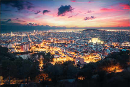 Canvastavla  View over Barcelona - Matthias Köstler