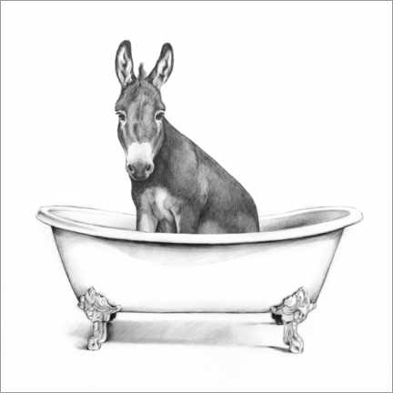 Poster  Donkey in the tub - Victoria Borges