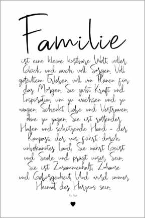 Akryylilasitaulu  Family - a poem (German) - Ohkimiko