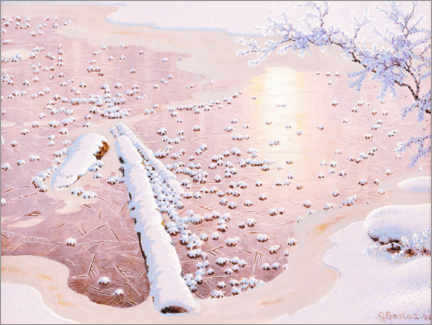 Tavla  Snökristaller i solbelysning - Gustaf Edolf Fjæstad