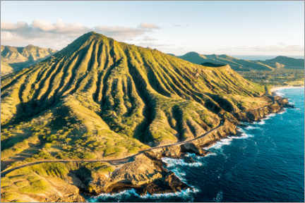 Wandbild  Krater bei Sonnenaufgang, Hawaii - Road To Aloha