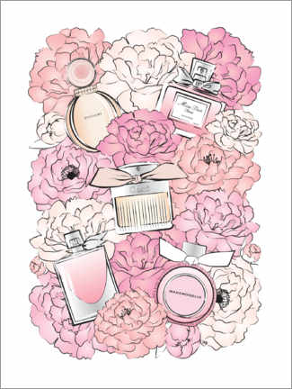 Wandbild  Pfingstrosen &amp; Parfums - Martina illustration
