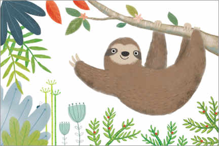 Poster  Waving sloth - Lucy Barnard