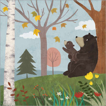 Wall print  Bear autumn - Lucy Barnard