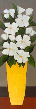 Tableau Fleurs blanches dans un vase jaune - Hans Paus