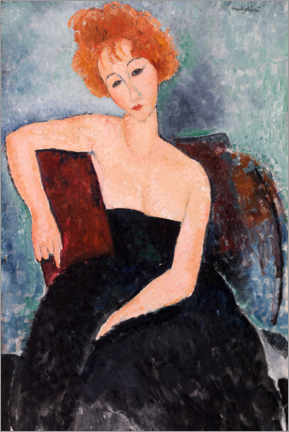 Wall print  Red-haired girl in evening dress - Amedeo Modigliani