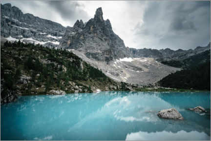 Póster Lago de montaña en los Dolomitas