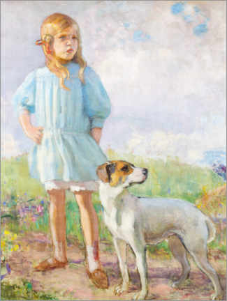 Poster Mädchen mit Hund