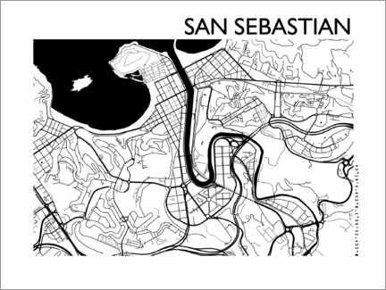 Cuadro de aluminio Mapa de San Sebastián - 44spaces