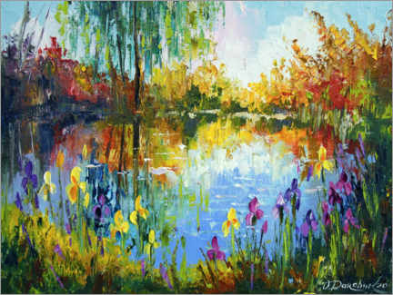 Lærredsbillede  Irises by the pond - Olha Darchuk