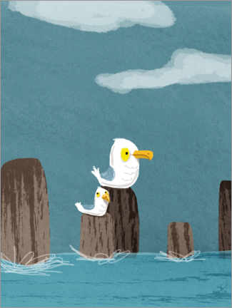 Wall print  Two Seagulls - Julia Reyelt