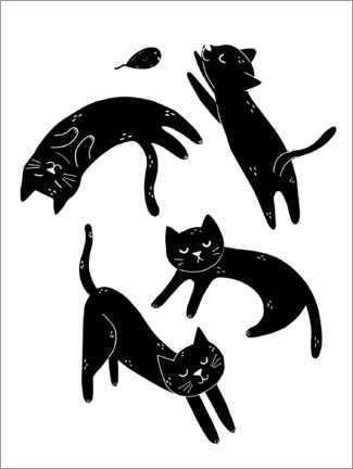 Póster Gatos negros de la suerte