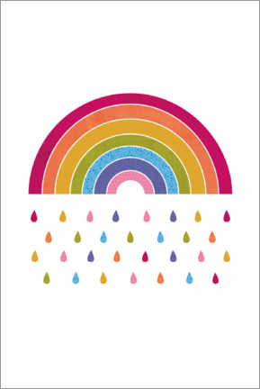Wall print  Colourful rainbow rain - Jaysanstudio