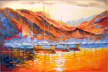Poster Segelboote in den Bergen