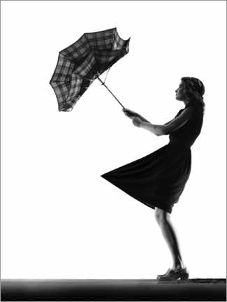 Poster Young woman with an umbrella