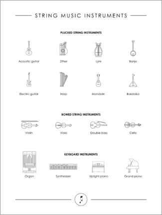 Plakat String music instruments (English)