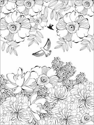 Colouring poster  Flower thicket