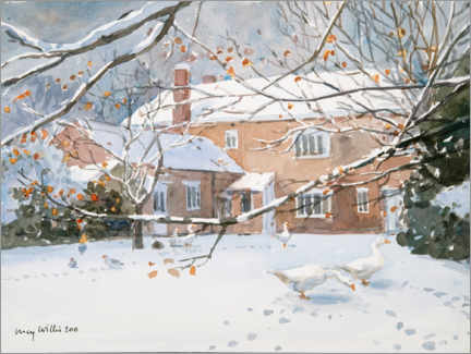 Wall print Farmhouse in the snow - Lucy Willis