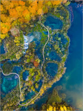 Wandbild Herbst im Plitvice Nationalpark in Kroatien - Dennis Schmelz