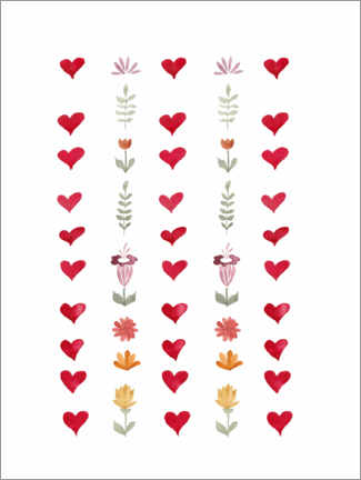 Poster Blumen und Herzen