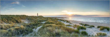Poster Coucher de soleil sur une plage de la mer du Nord à Sylt