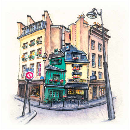 Poster Parisian streetscape